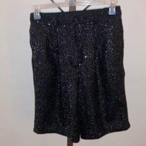 NWOT EXPRESS Women`s High Waisted Sequin Black Evening Bermuda Shorts - Size 4